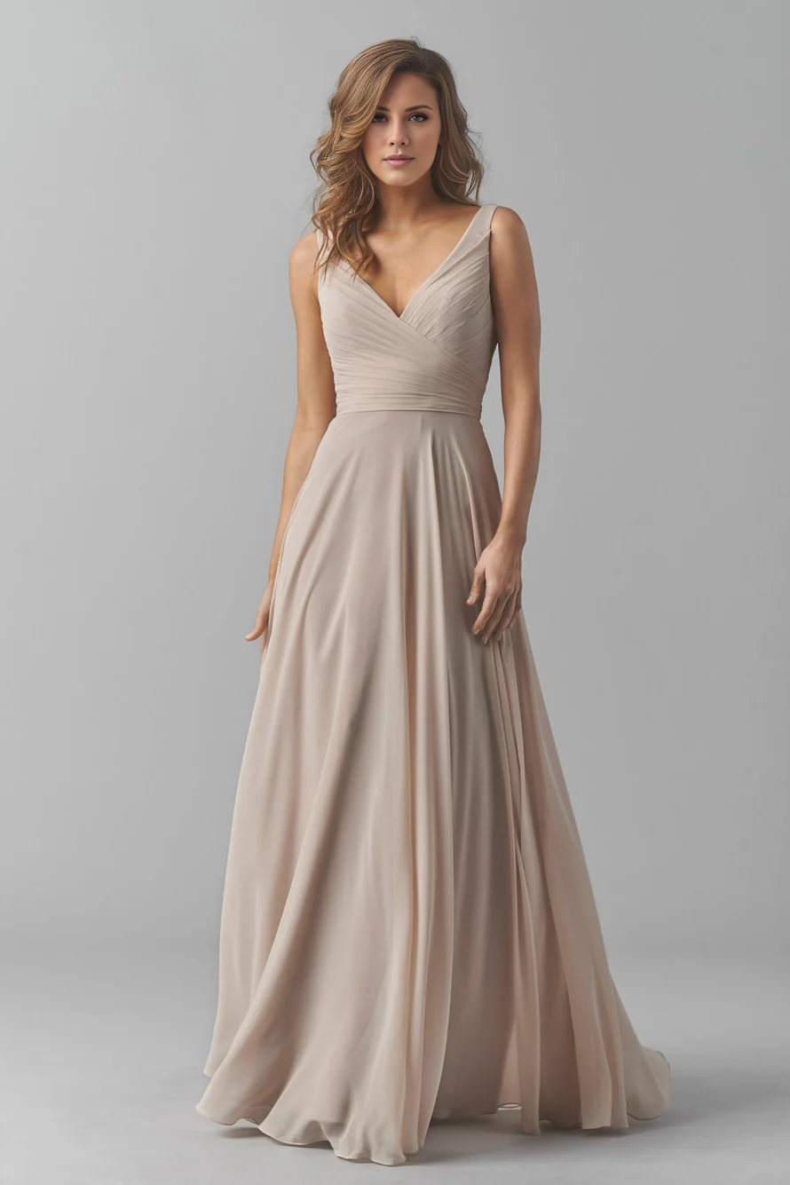 Vestido de fiesta Jimiss con escote en V, sin mangas, con tirantes en la espalda, abertura lateral y largo hasta el suelo