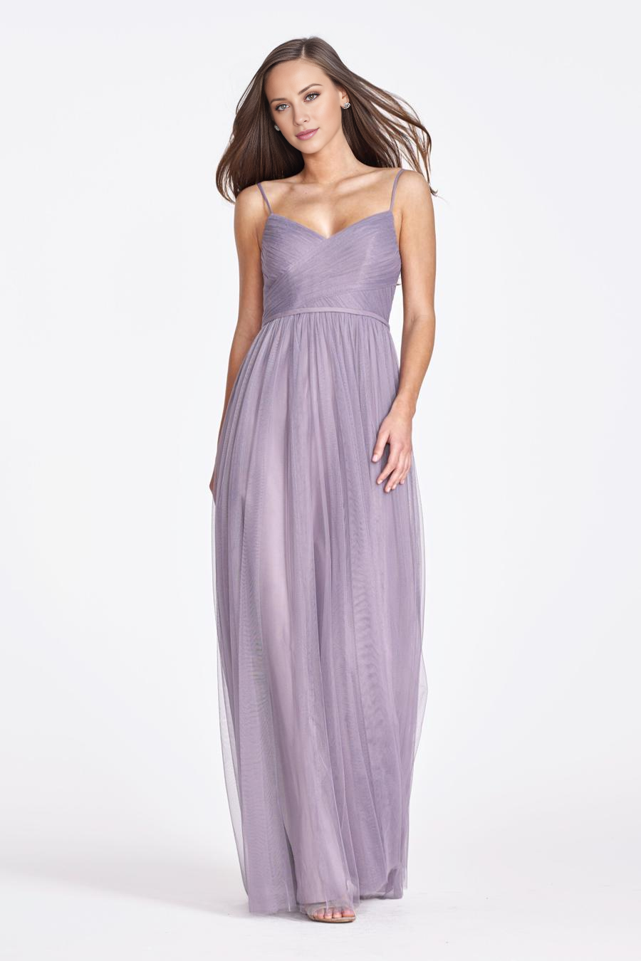 Lavender Tulle A-Line Floor-Length Bridesmaid Dress | Sweetheart Neckline & Ruched Bodice