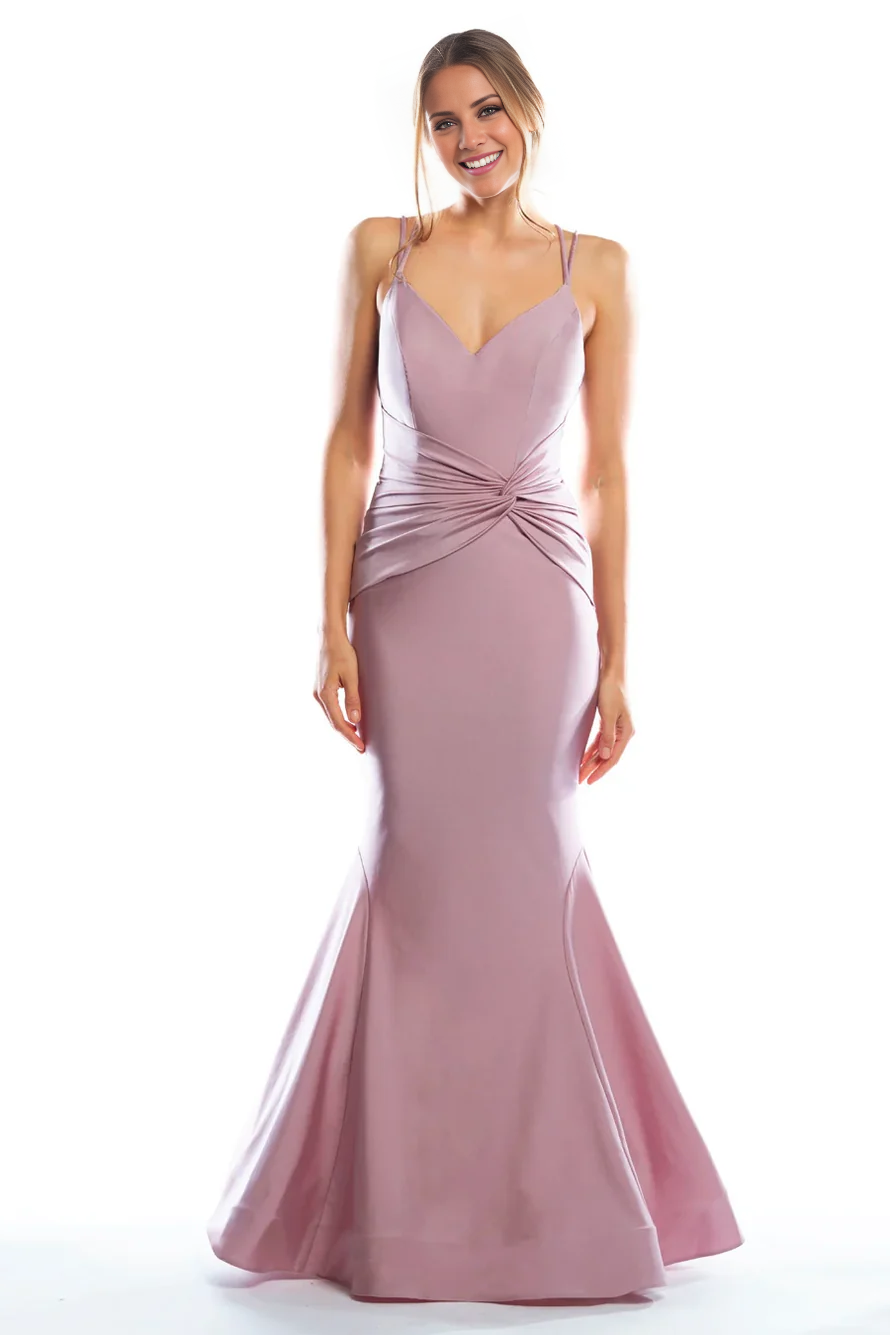 Vestido de fiesta Jimiss de sirena, escote en V, sin mangas, hombros descubiertos, tirantes finos y largo hasta el suelo