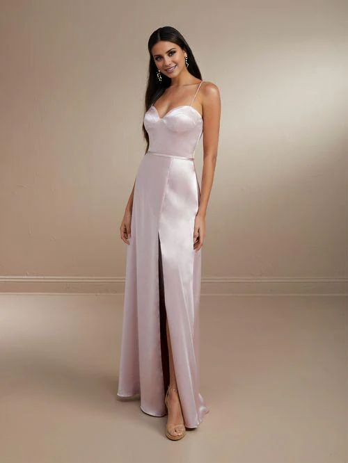 Vestido de fiesta Jimiss con escote corazón, hombros descubiertos, sin mangas, tirantes, espalda descubierta, abertura lateral y largo hasta el suelo