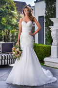 Ivory Satin Mermaid Sweetheart Floor-Length Bridesmaid Dress