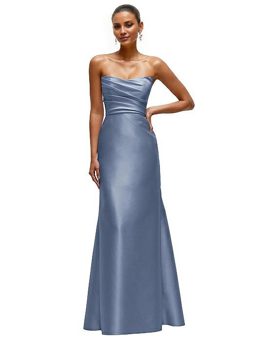 Vestido de fiesta Jimiss con hombros descubiertos, sin mangas, sin tirantes, sin espalda y largo hasta el suelo