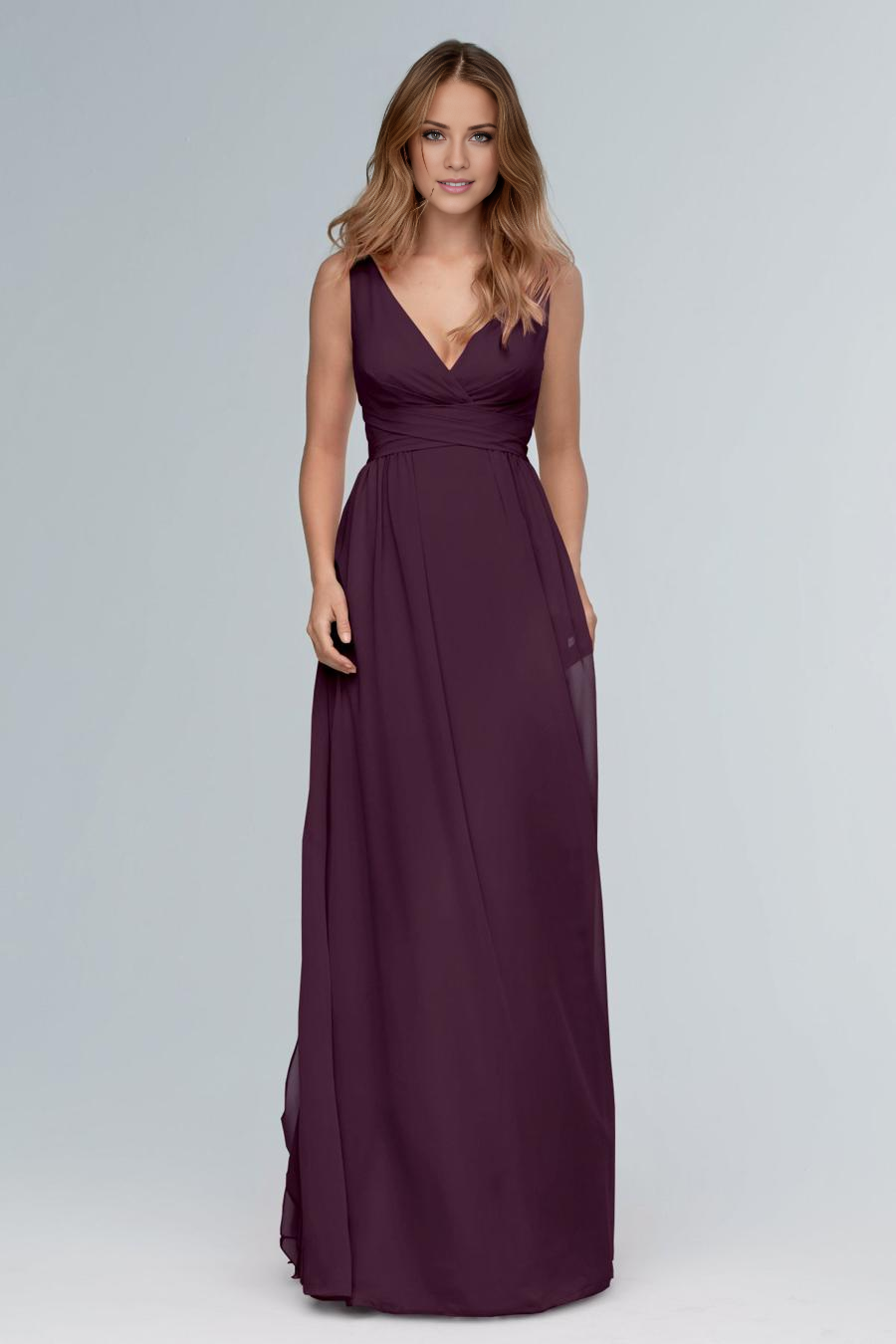 Vestido de noche Jimiss con escote en V, hombros descubiertos, sin mangas, espalda descubierta y largo hasta el suelo