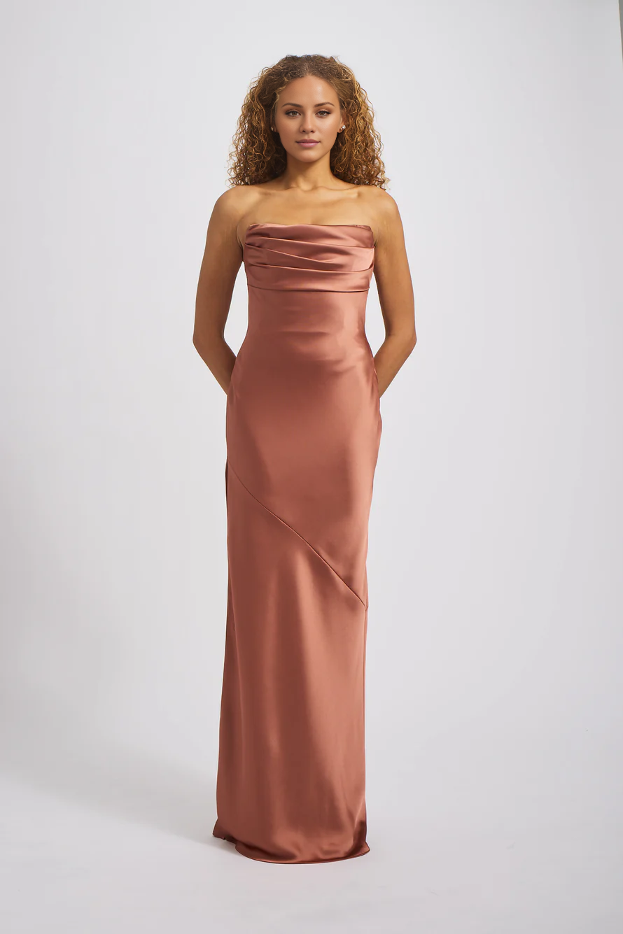 Vestido de fiesta Jimiss con hombros descubiertos, sin mangas, sin tirantes, sin espalda y largo hasta el suelo