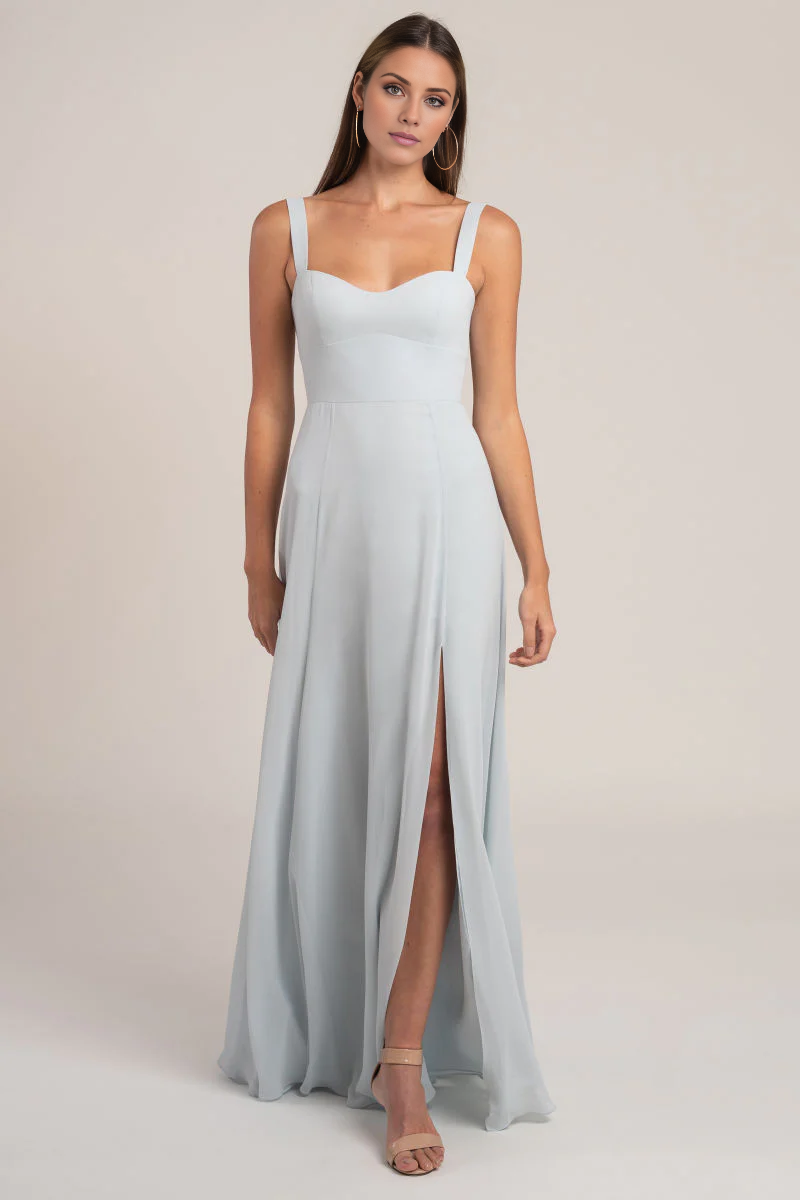 Vestido de noche Jimiss con escote corazón, hombros descubiertos, sin mangas, espalda descubierta, abertura lateral y largo hasta el suelo