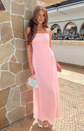 Jimiss - Vestido de fiesta largo con escote cuadrado, sin mangas, tirantes finos y cremallera en la espalda