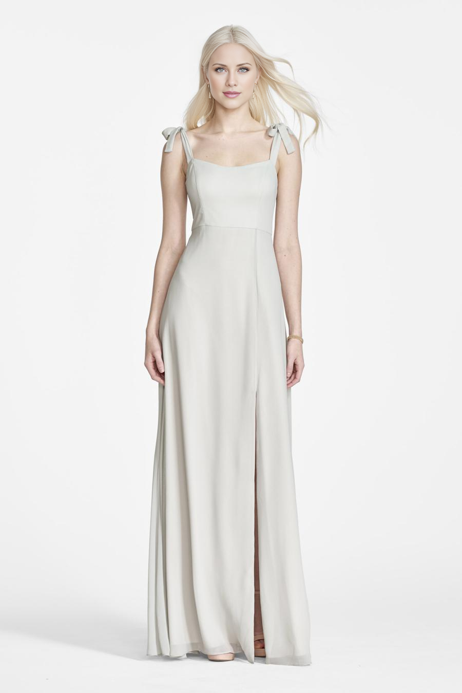 Vestido de noche Jimiss con escote cuadrado, sin mangas, espalda descubierta, abertura lateral y largo hasta el suelo