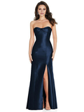 Vestido de fiesta Jimiss con hombros descubiertos, cuello, sin mangas, sin tirantes, espalda descubierta, abertura lateral y largo hasta el suelo