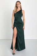 Vestido de fiesta Jimiss con escote asimétrico, hombros descubiertos, sin mangas, espalda descubierta, abertura lateral y largo hasta el suelo