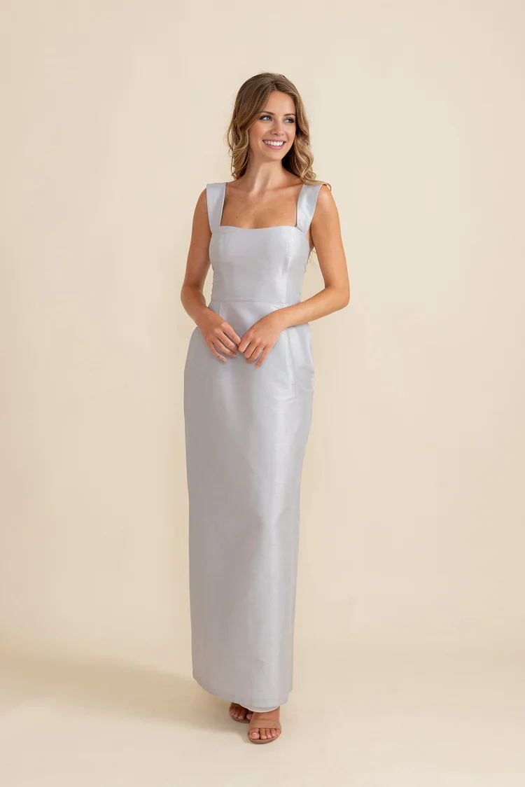 Vestido de fiesta Jimiss con escote cuadrado, hombros descubiertos, sin mangas, espalda descubierta, abertura y largo hasta el suelo