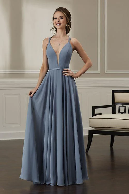 Vestido de fiesta Jimiss con escote en V profundo, hombros descubiertos, sin mangas, tirantes finos, espalda descubierta y largo hasta el suelo