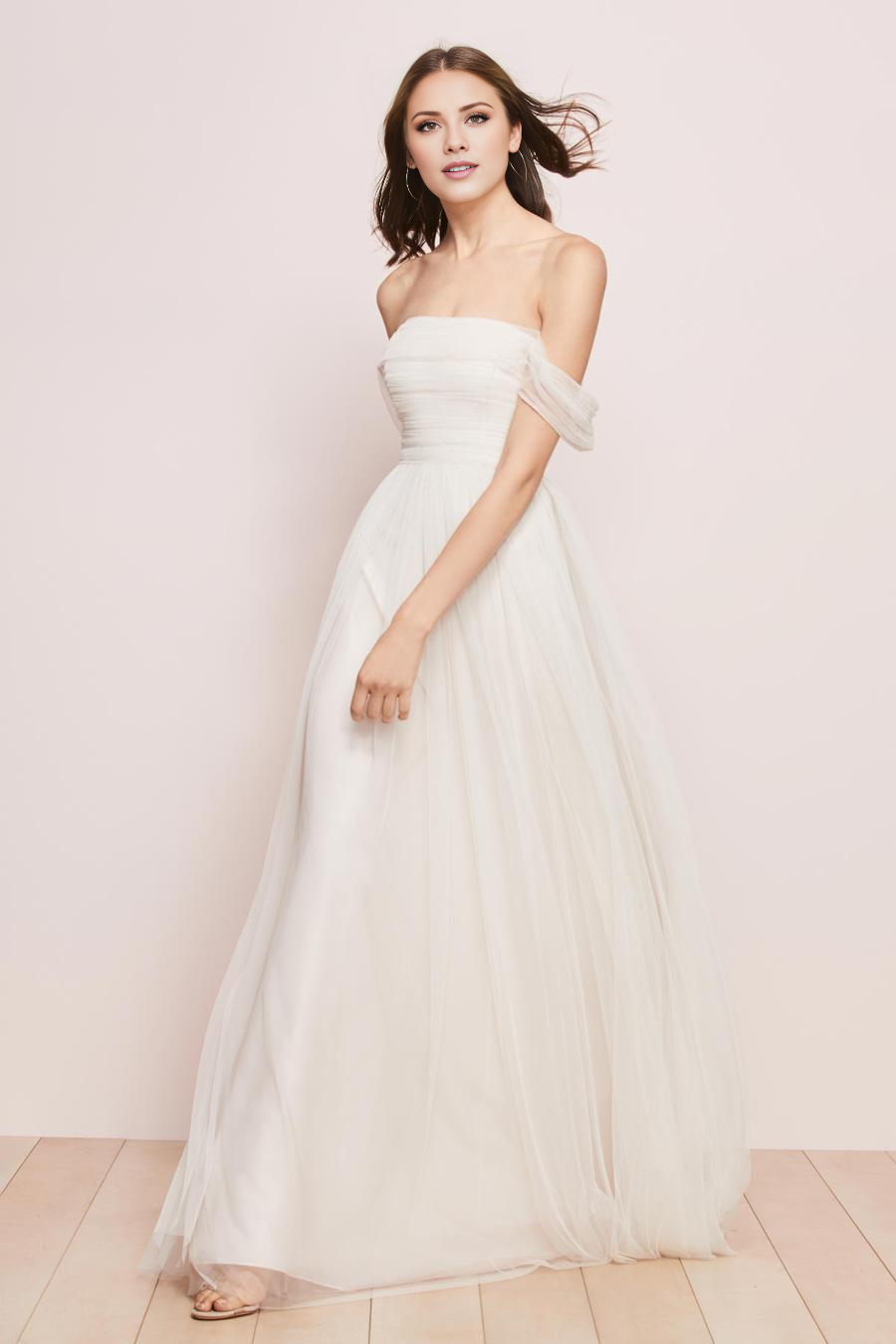 Ivory A-Line Straight Neck Bridesmaid Dress