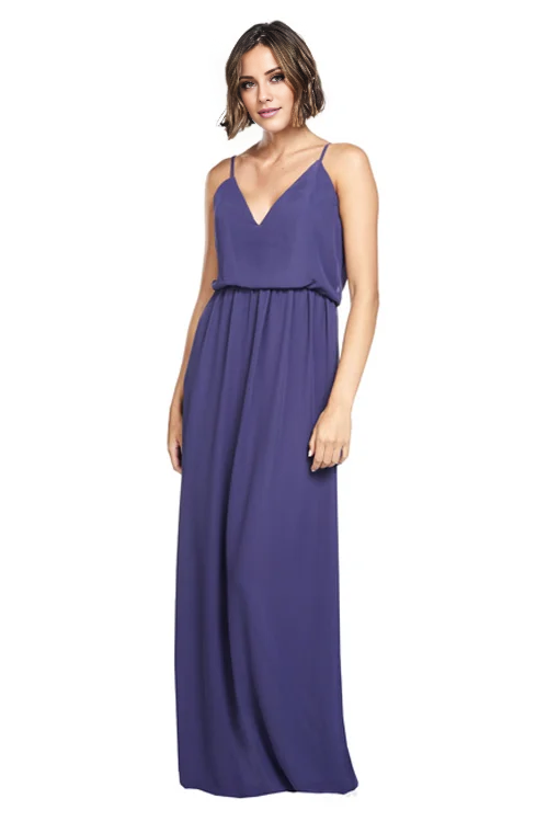 Vestido de fiesta Jimiss con escote en V, sin mangas, tirantes finos, sin espalda y largo hasta el suelo