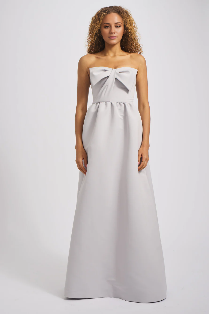 Vestido de fiesta Jimiss con hombros descubiertos, sin mangas, sin tirantes, con escote en forma de mariposa, espalda condensada y largo hasta el suelo