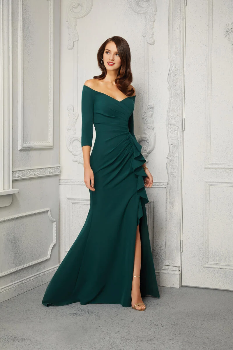 Emerald Off-the-Shoulder Mermaid Floor-Length Evening Dress