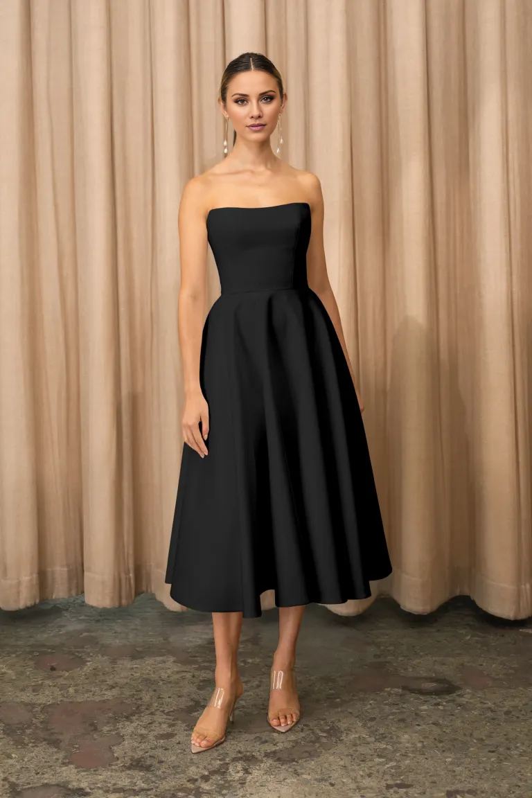 Vestido de fiesta largo Jimiss con hombros descubiertos, sin mangas, sin tirantes y sin espalda