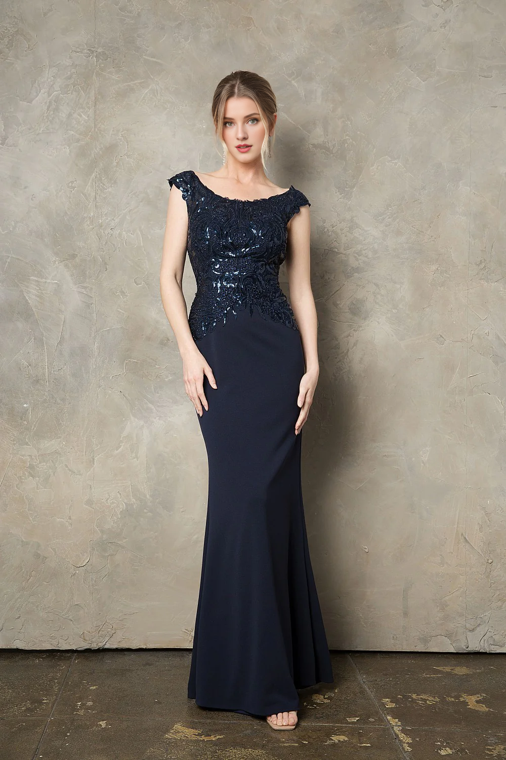 Embroidered sequin decal long sleeved dress