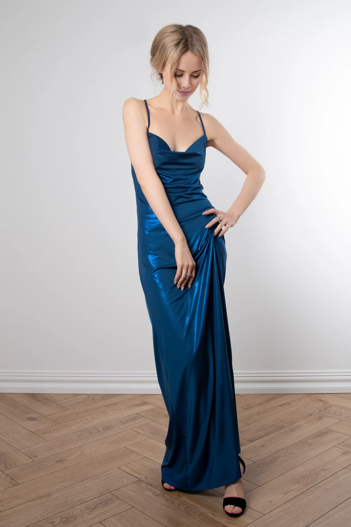 Jimiss - Vestido de fiesta con tirantes finos, espalda descubierta y largo hasta el suelo 