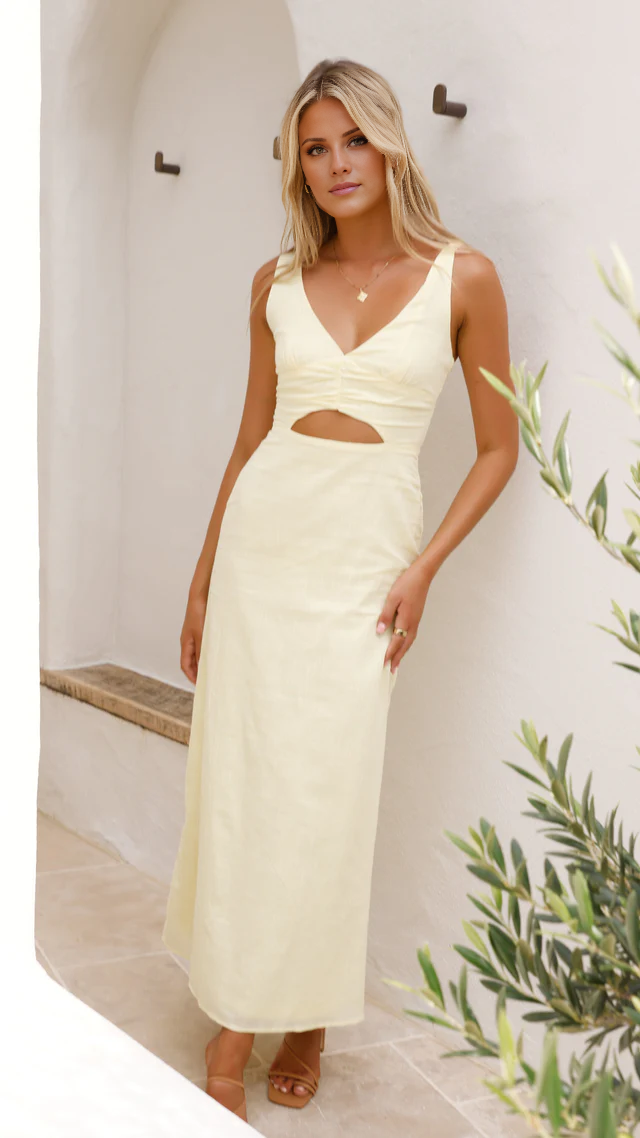 Vestido de fiesta largo Jimiss con escote en V, sin mangas y espalda descubierta