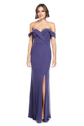 Vestido de fiesta Jimiss con hombros descubiertos, cuello, sin mangas, sin tirantes, espalda descubierta, abertura lateral y largo hasta el suelo