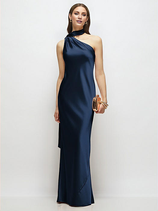 Vestido de fiesta Jimiss con cuello asimétrico, escote colgante, hombros descubiertos, sin mangas, espalda descubierta y largo hasta el suelo