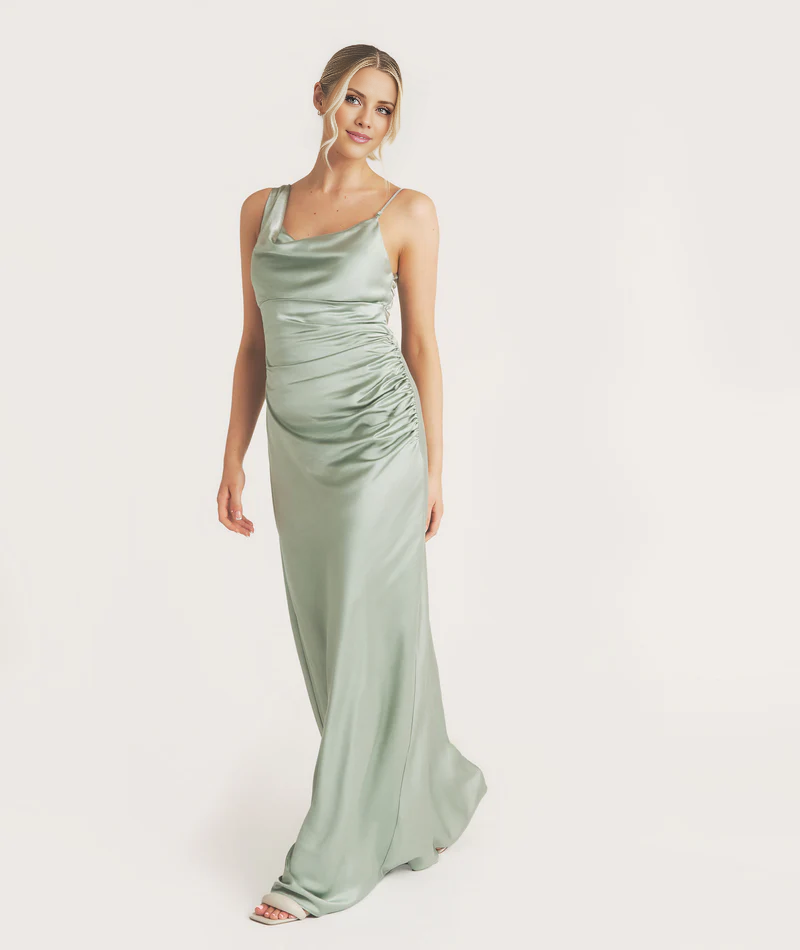 Vestido de fiesta Jimiss con escote asimétrico, hombros descubiertos, sin mangas, espalda descubierta y largo hasta el suelo