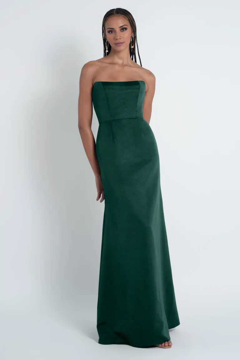 Vestido de fiesta Jimiss con hombros descubiertos, sin mangas, sin tirantes, sin espalda y largo hasta el suelo