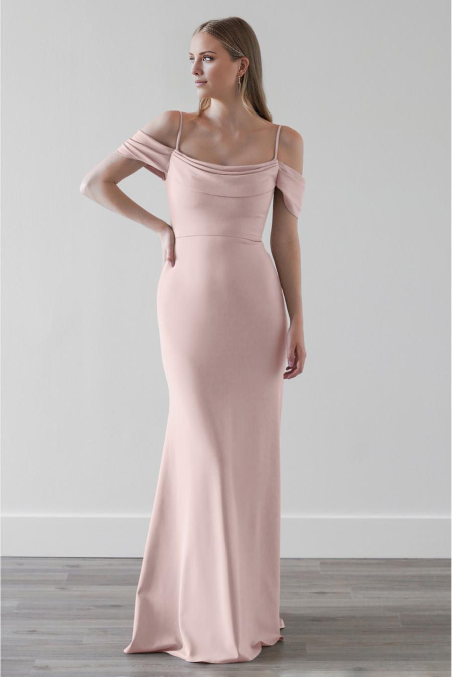 Vestido de noche Jimiss con tirantes finos, cremallera trasera expuesta y largo hasta el suelo