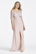 Vestido de noche Jimiss con cuello al descubierto, sin mangas, hombros descubiertos, tirantes finos, espalda descubierta y largo hasta el suelo