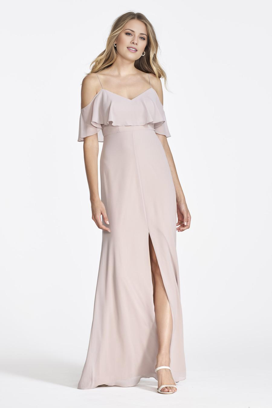 Vestido de noche Jimiss con cuello al descubierto, sin mangas, hombros descubiertos, tirantes finos, espalda descubierta y largo hasta el suelo