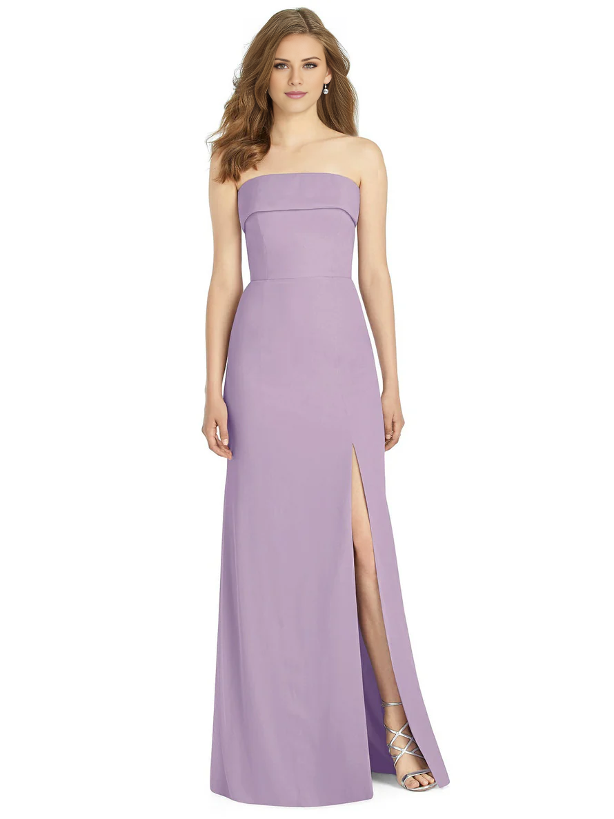 Vestido de fiesta Jimiss con hombros descubiertos, cuello sin mangas, espalda descubierta, abertura lateral y largo hasta el suelo