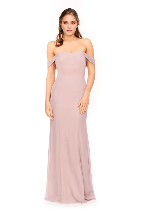 Vestido de fiesta Jimiss con hombros descubiertos, sin mangas, con cremallera en la espalda y largo hasta el suelo