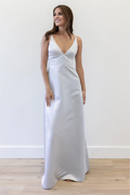 Vestido de fiesta Jimiss con escote en V, hombros descubiertos, sin mangas, tirantes finos, espalda descubierta y largo hasta el suelo