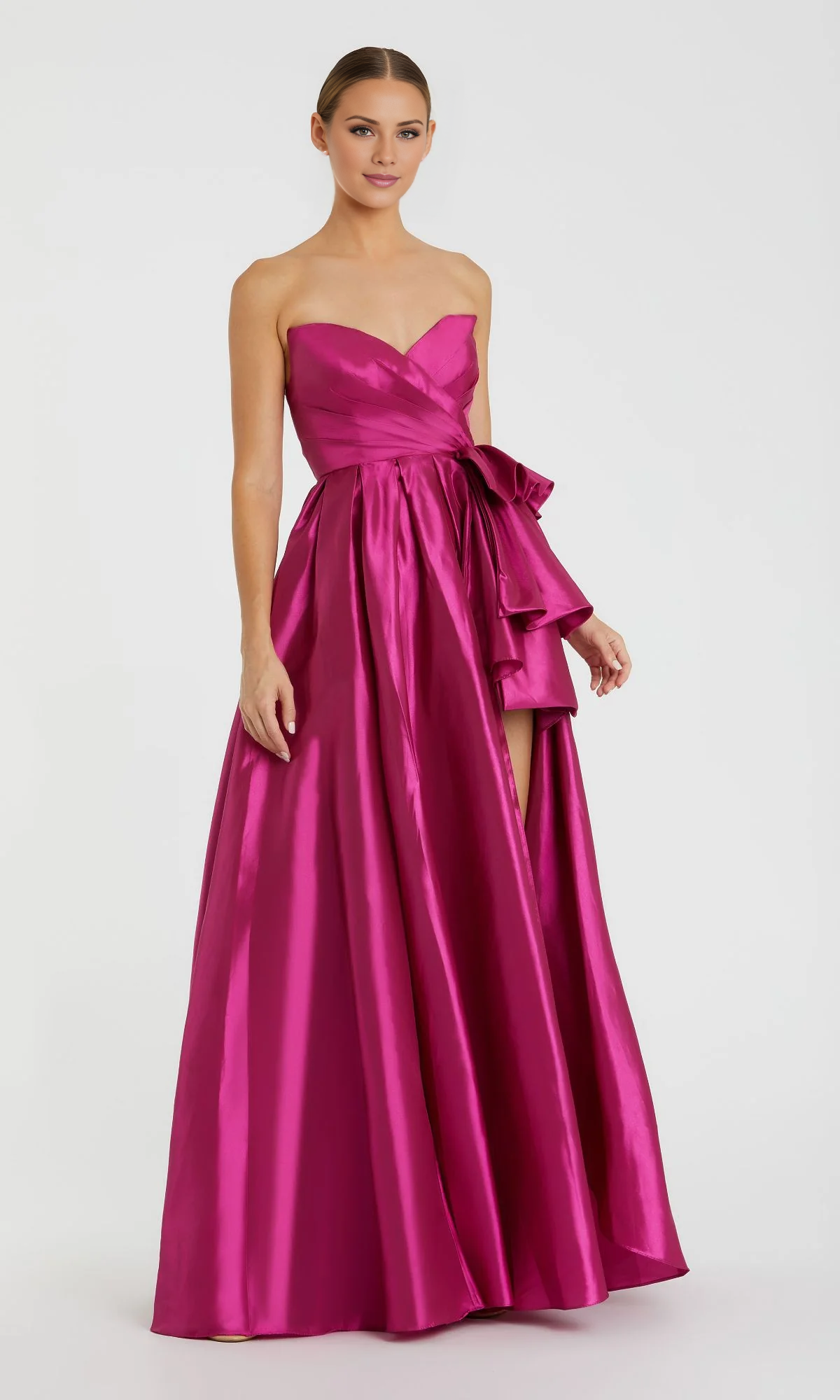 Pink Satin A-Line Sweetheart Floor-Length Evening Dress