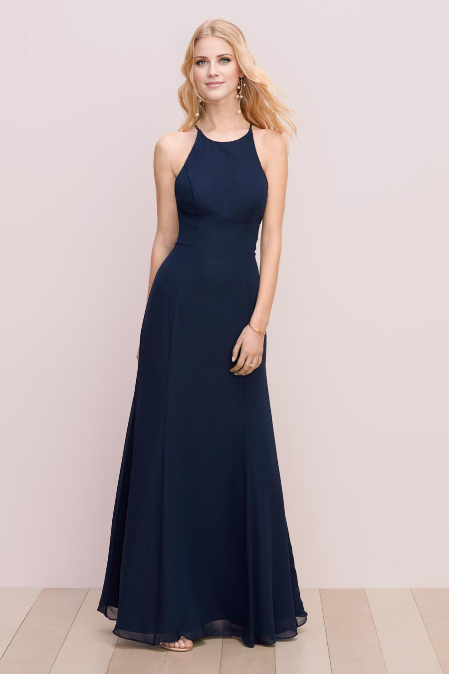 Vestido de noche Jimiss con cuello descubierto, tirantes finos, sin mangas, espalda descubierta y largo hasta el suelo