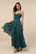 Vestido de noche Jimiss con escote en V, hombros descubiertos, sin mangas, sin tirantes, sin espalda y largo hasta el suelo