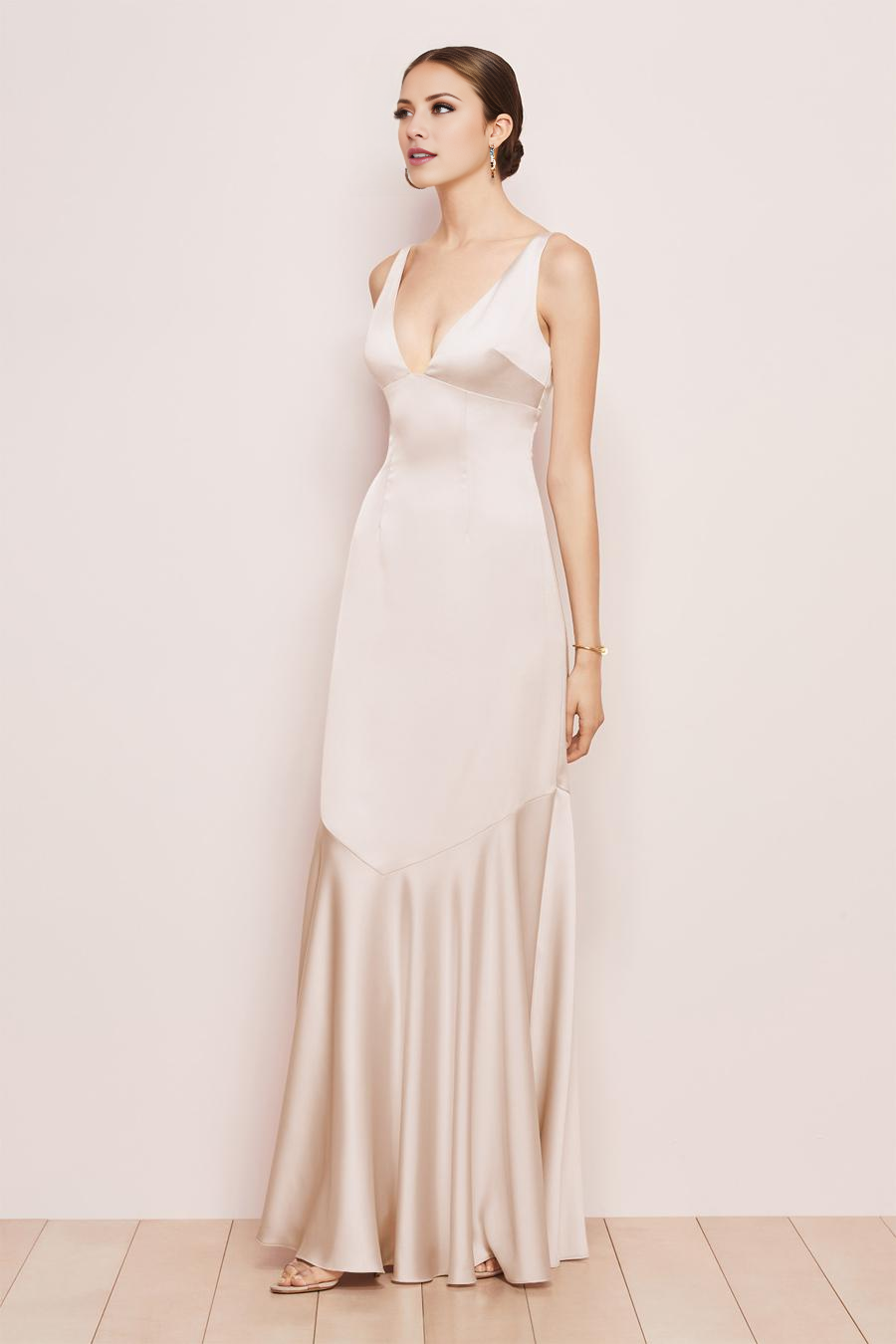 Vestido de noche Jimiss con escote en V profundo, sin mangas, sin espalda y largo hasta el suelo