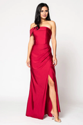 Vestido de fiesta Jimiss con escote asimétrico, hombros descubiertos, sin mangas, espalda descubierta, abertura lateral y largo hasta el suelo