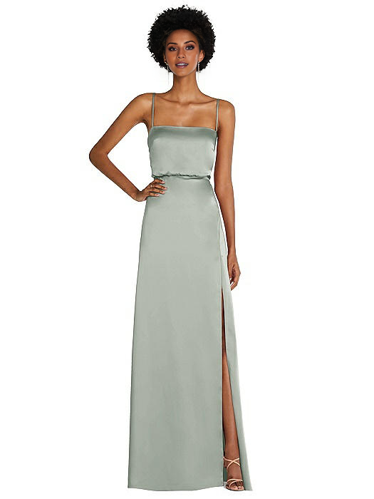 Vestido de fiesta Jimiss con escote cuadrado, sin mangas, hombros descubiertos, tirantes finos, espalda descubierta y largo hasta el suelo