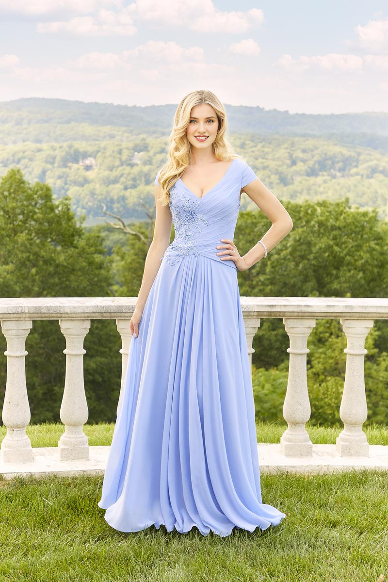 Lavender Chiffon A-Line Floor-Length Bridesmaid Dress with V-Neck