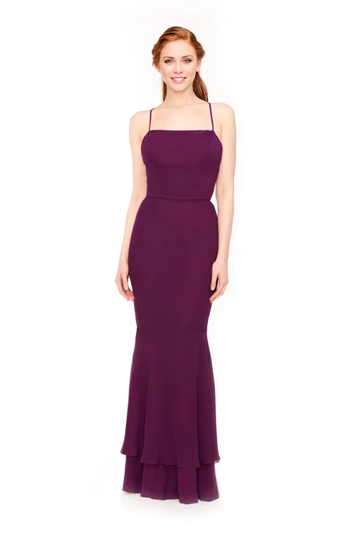 Vestido de fiesta Jimiss con escote cuadrado, hombros descubiertos, sin mangas, tirantes finos, espalda descubierta y largo hasta el suelo