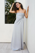Vestido de noche Jimiss con hombros descubiertos, cuello, mangas, espalda descubierta y largo hasta el suelo