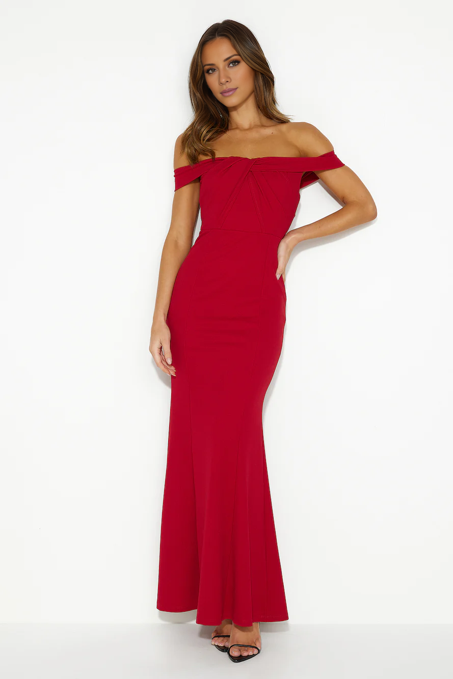 Vestido de fiesta Jimiss de corte sirena, sin mangas y largo hasta el suelo con hombros descubiertos
