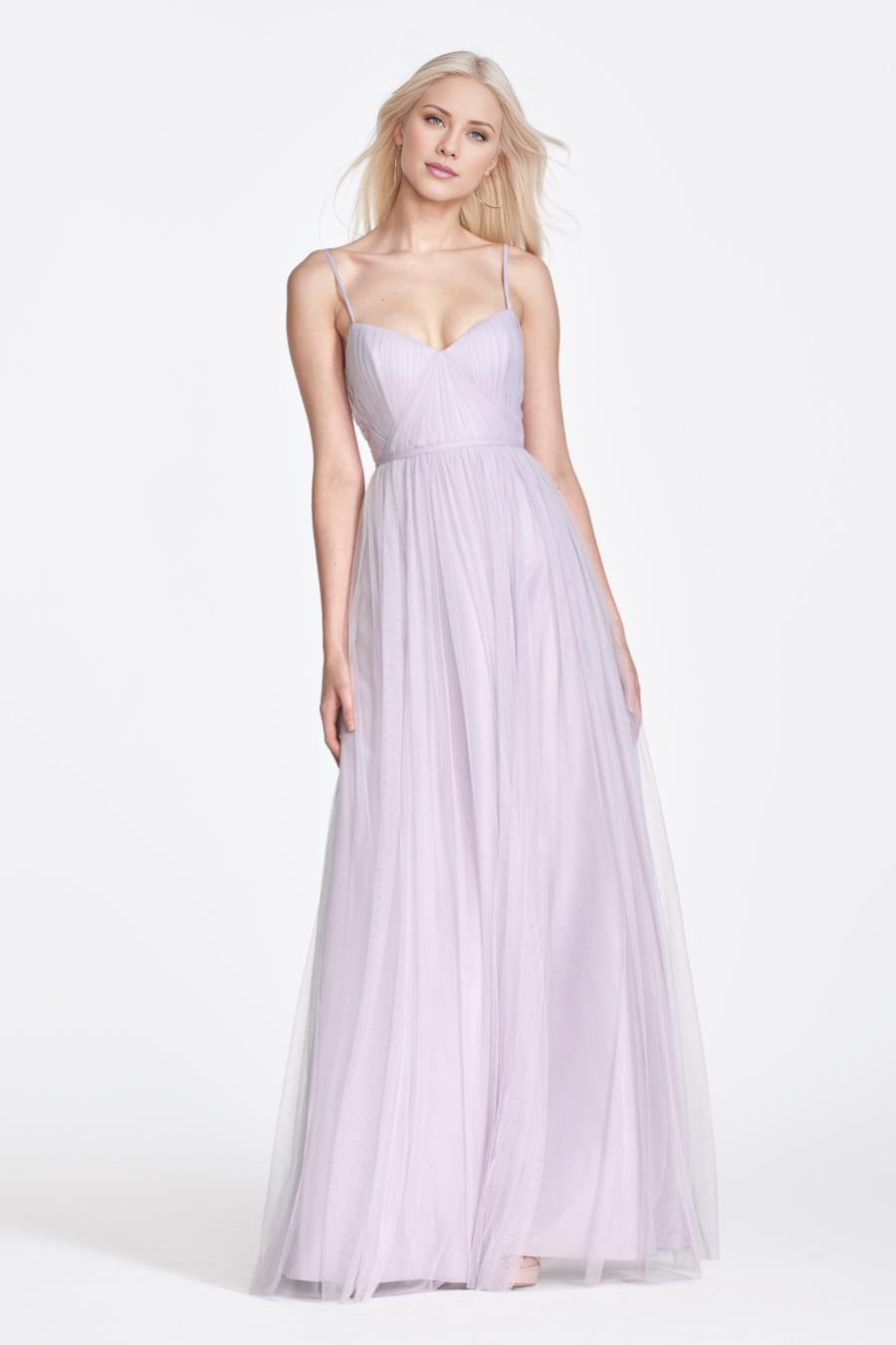 Lavender Tulle A-Line Floor-Length Bridesmaid Dress