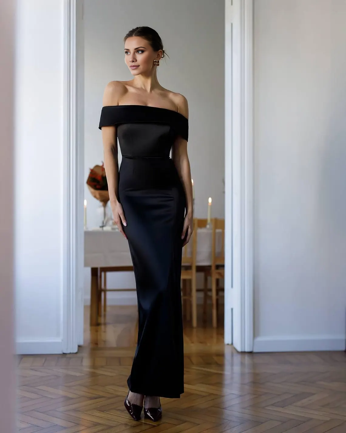 Jimiss - Vestido de fiesta de satén sin mangas, con cuello al descubierto y largo hasta el suelo 