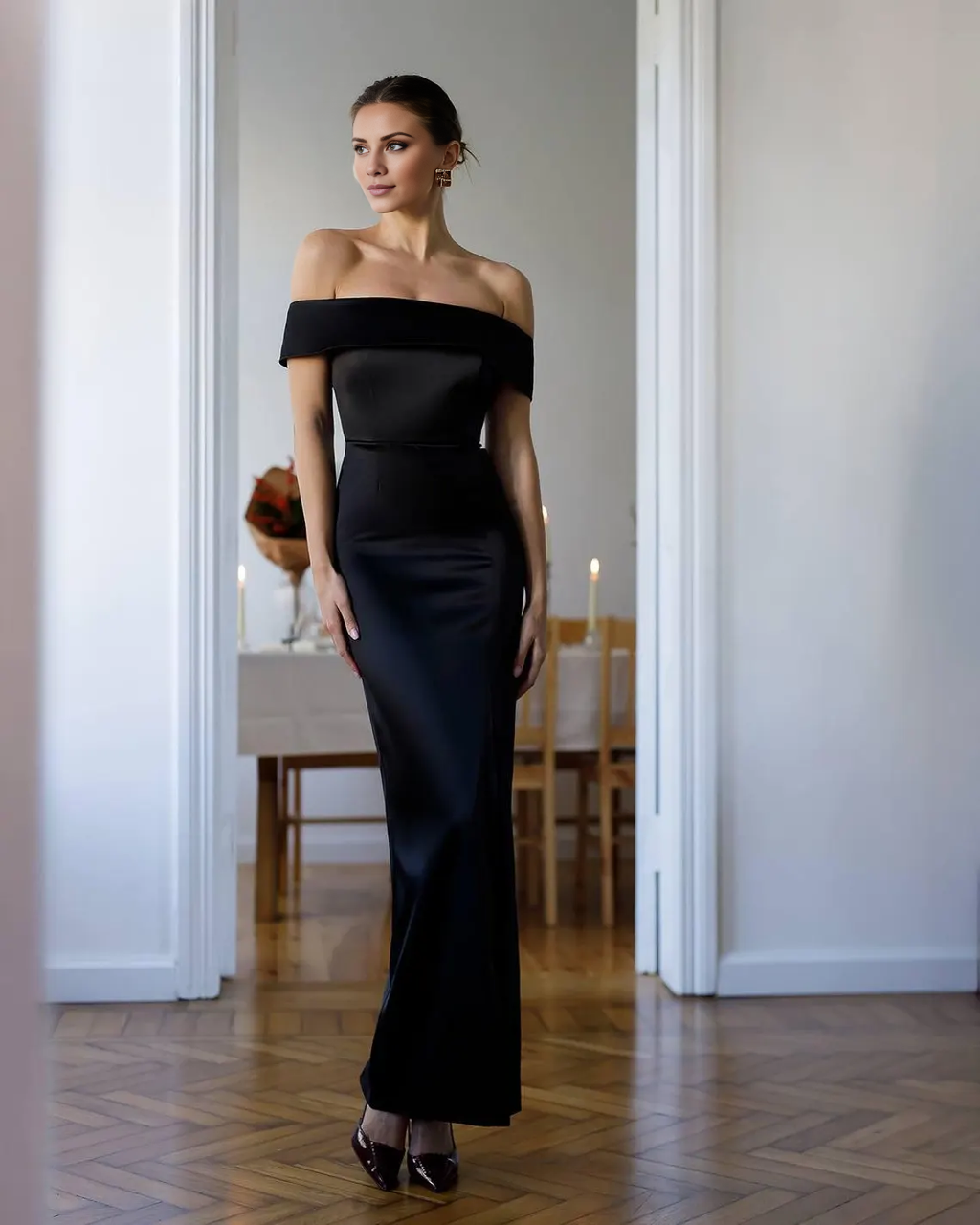 Jimiss - Vestido de fiesta de satén sin mangas, con cuello al descubierto y largo hasta el suelo 