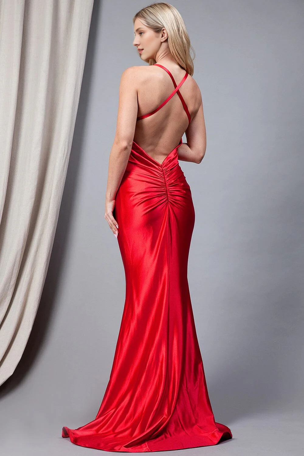 Vestido de punto liso con escote en V y falda larga sin mangas y ajustado