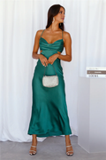 Vestido de fiesta largo de Jimiss con escote colgante, tirantes finos y espalda descubierta