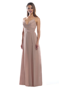 Vestido de fiesta Jimiss con escote en V, hombros descubiertos, sin mangas, tirantes finos, espalda descubierta y largo hasta el suelo