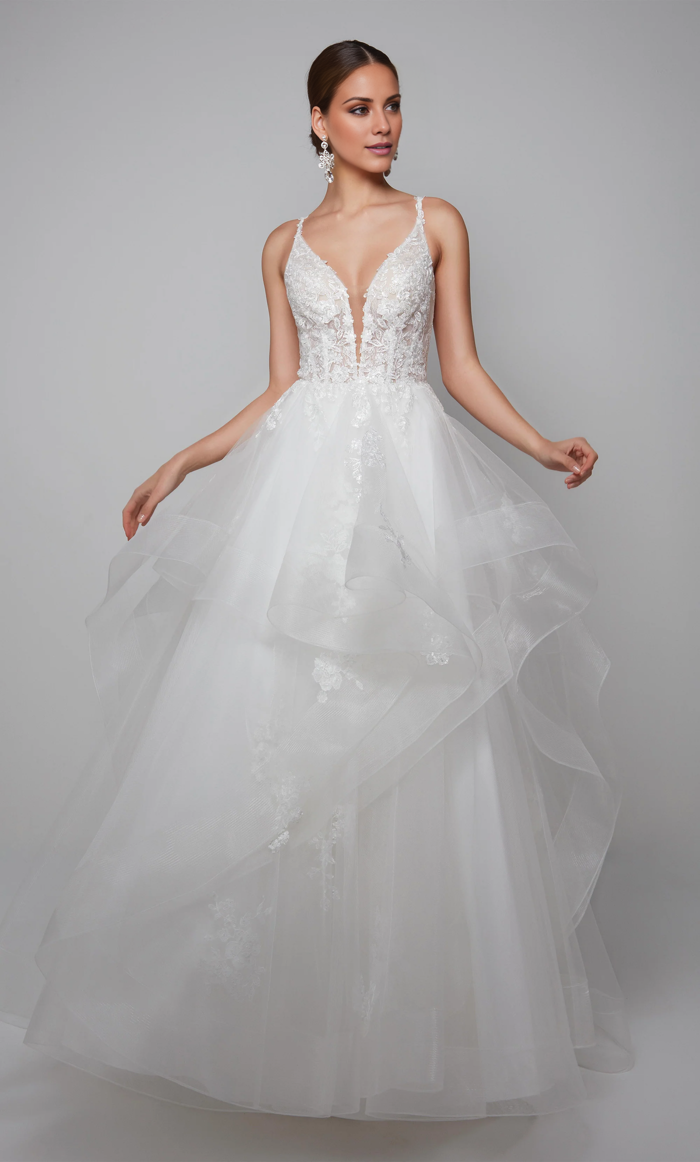 Thin gauze lace deep V-neck tied back transparent tight corset and flo – JiMiss Dresses